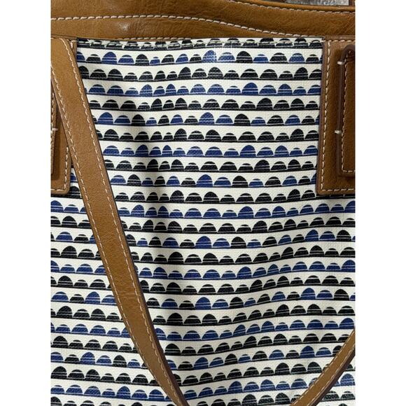 Fossil Blue White Leather Explorer Tote Bag with Matching Billfold Wallet Travel - Picture 10 of 13